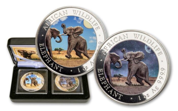 2024 Somalia Elephant Day/Night 1oz Silver 2 Coin Set
